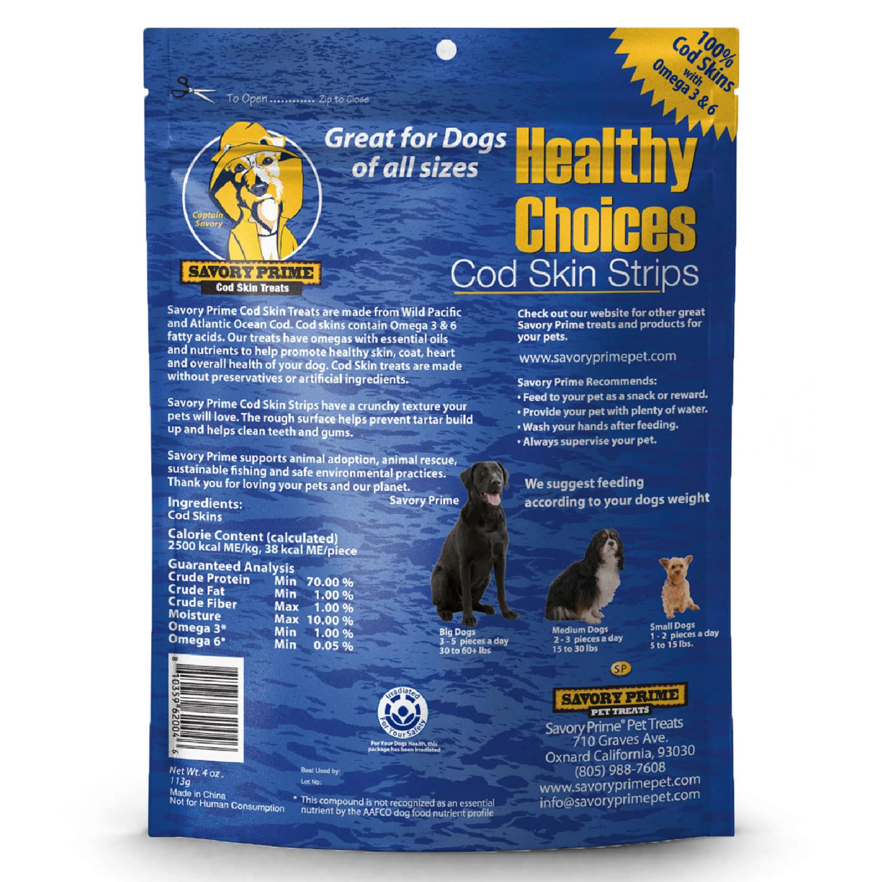 Savory Prime Cod Skin Fish Strips Dog Treats 4-oz - Image 2