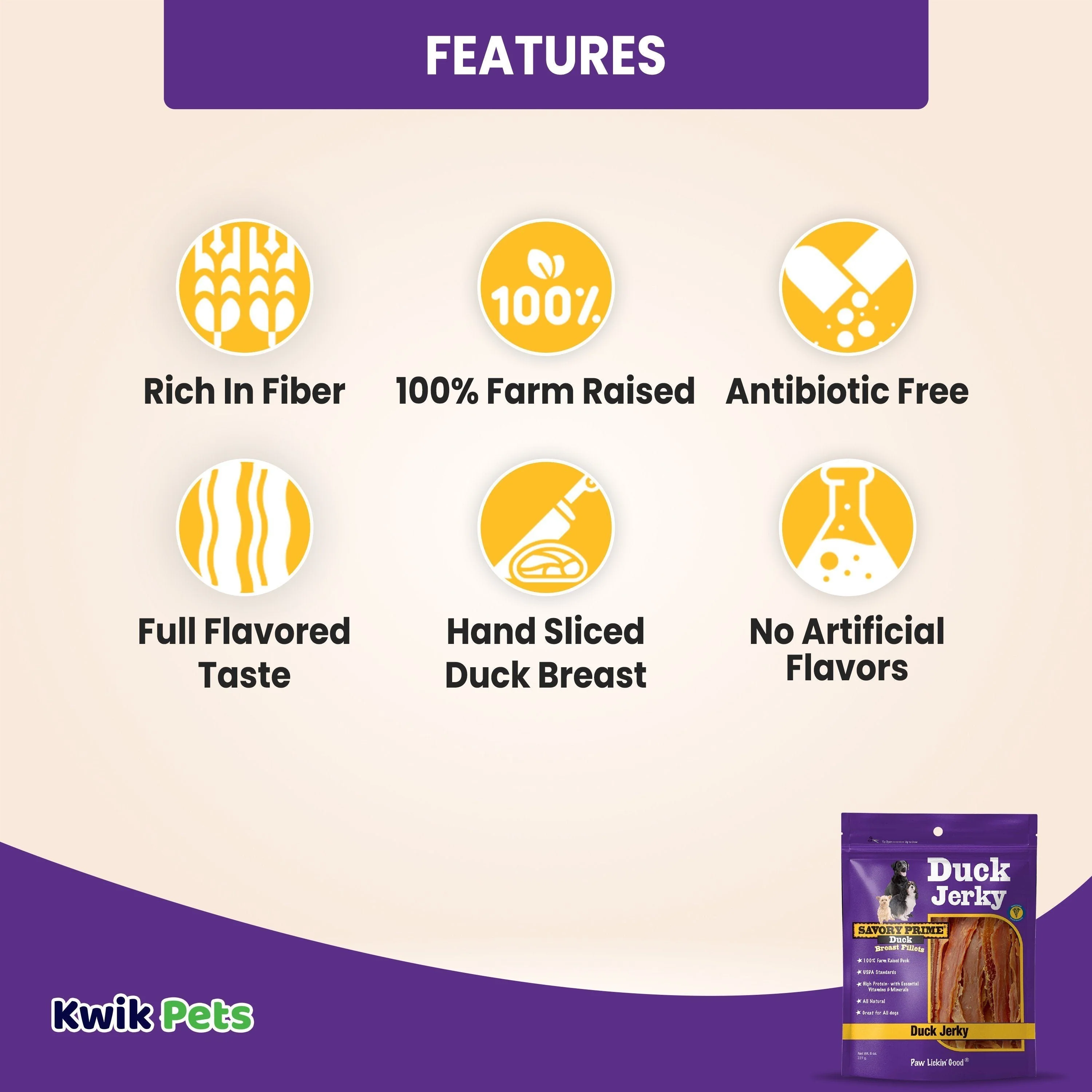 Savory Prime Natural Duck Jerky Dog Treats 8-oz - Image 2