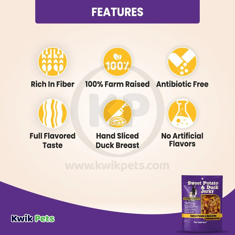 Savory Prime Natural Sweet Potato & Duck Jerky Dog Treats 16-oz - Image 3