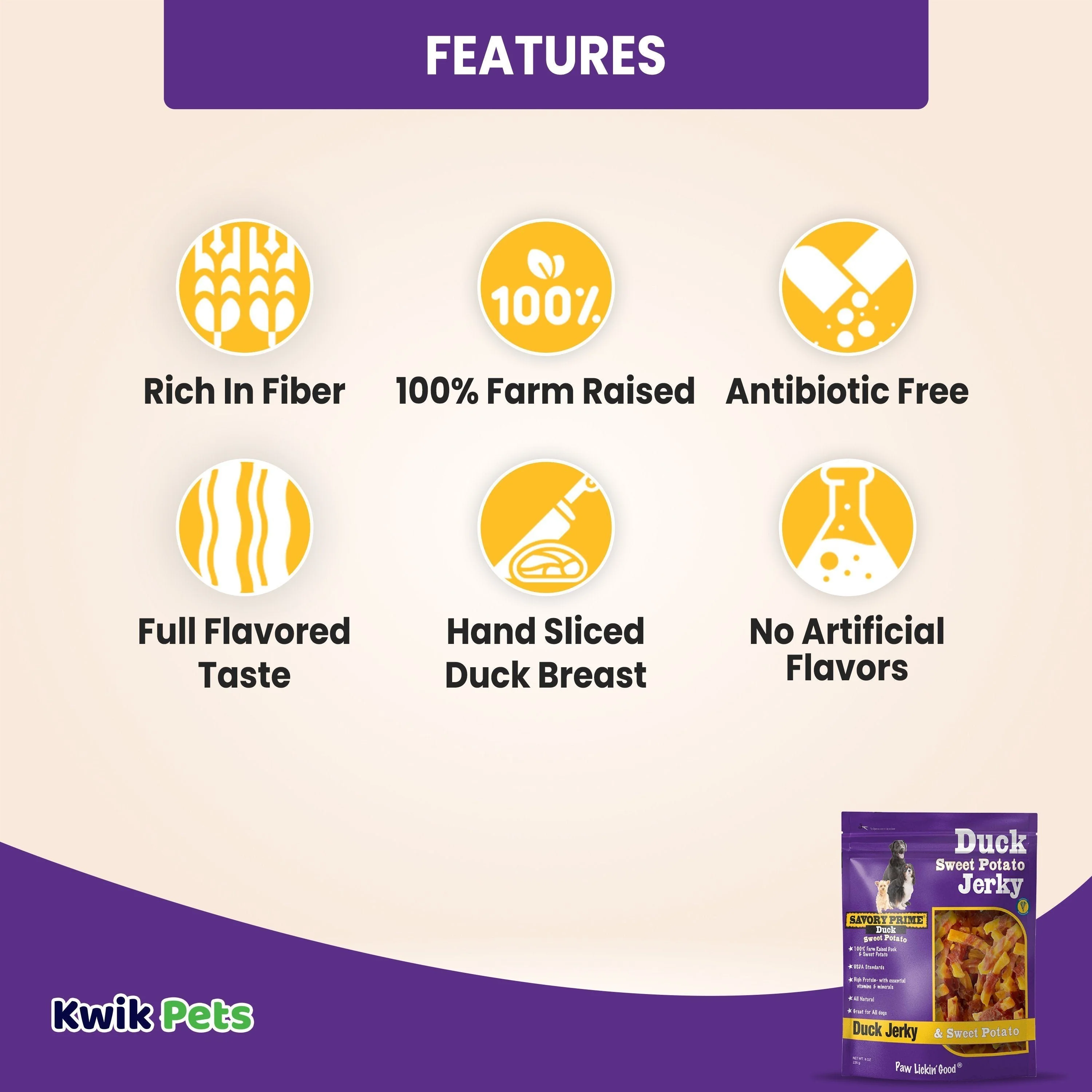 Savory Prime Natural Sweet Potato & Duck Jerky Dog Treats 8-oz - Image 2