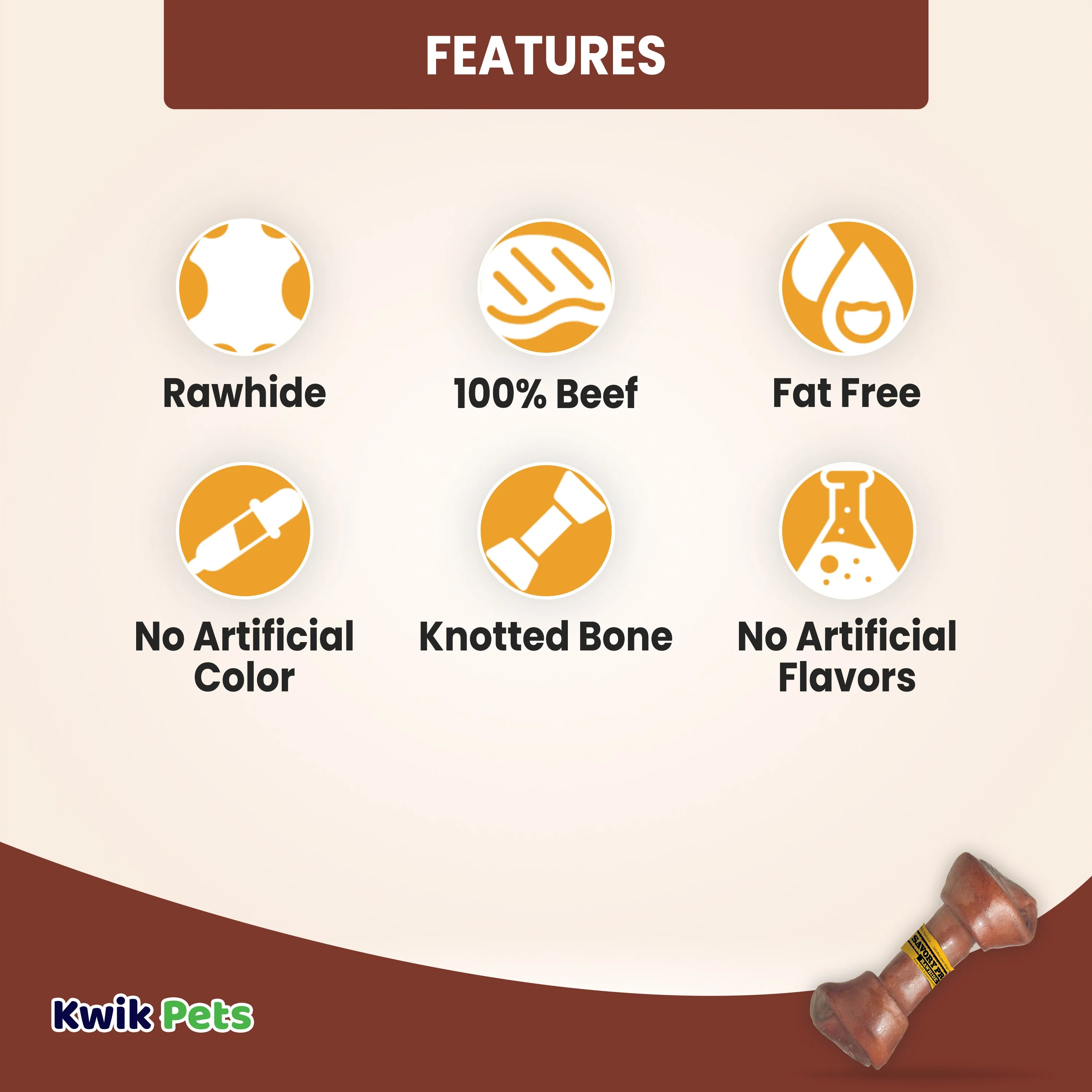 Savory Prime Supreme Knotted Rawhide Bones in Bulk Beef 4-5 in - Image 2