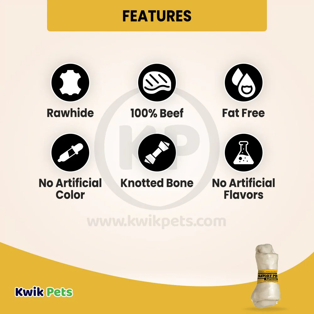 Savory Prime Supreme Knotted Rawhide Bones in Bulk Natural 4-5 in - Image 2