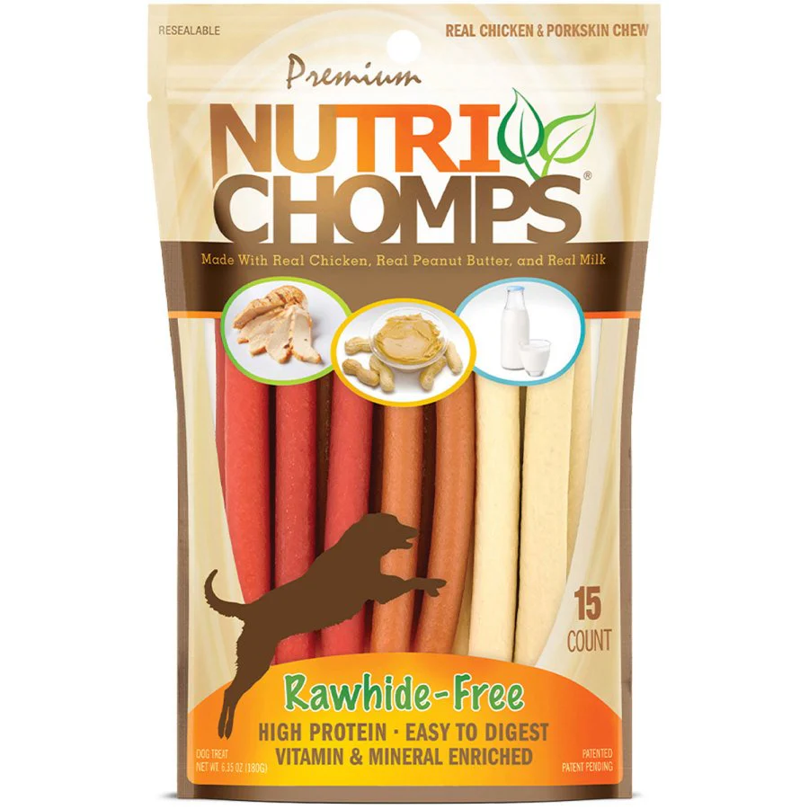 Scott Pet Premium Nutri Chomps Dog Treats Assorted Flavor Wrapped 15 Count 5-in