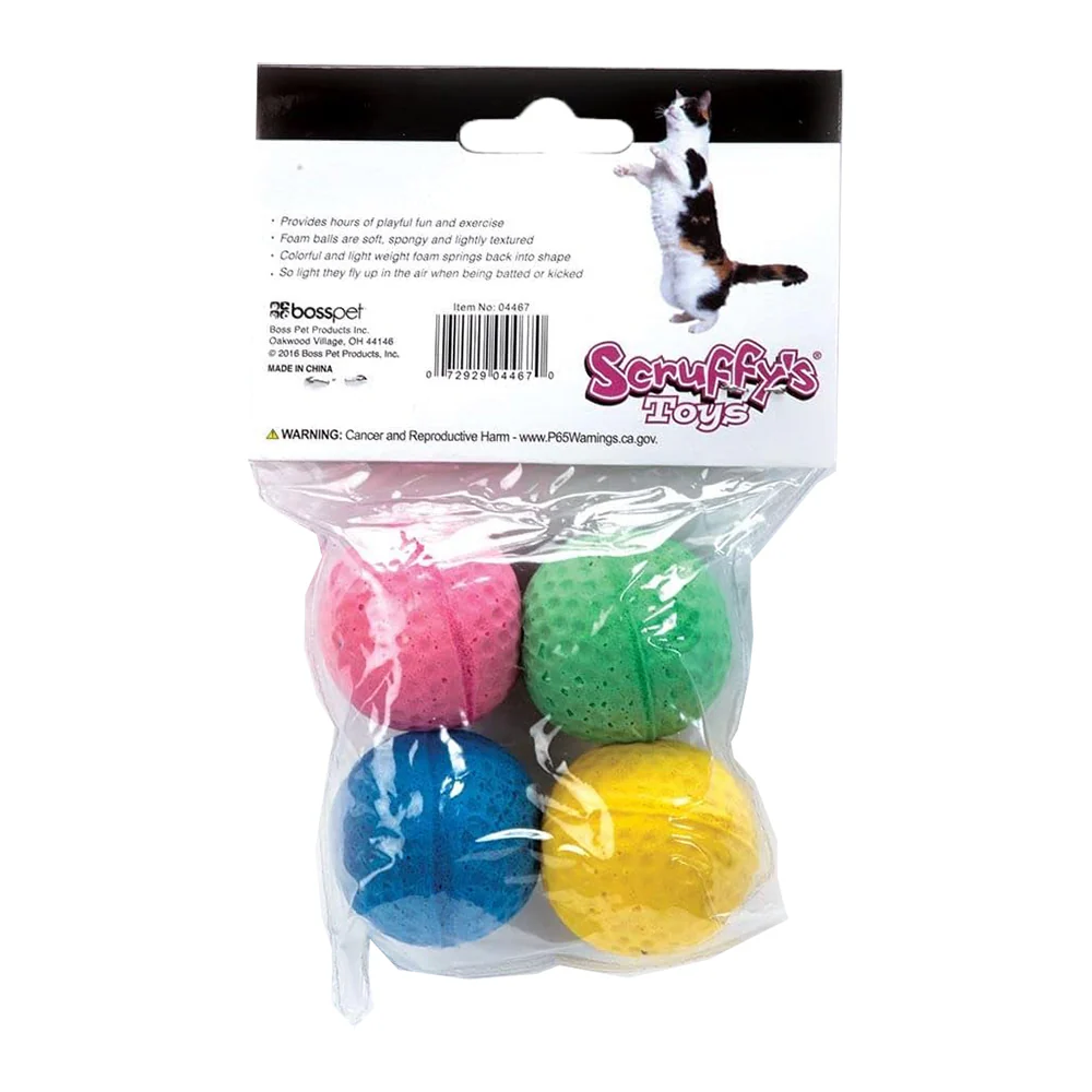 Scruffys Multicolor Sponge Balls Cat Toy Large 4 Count - Image 2