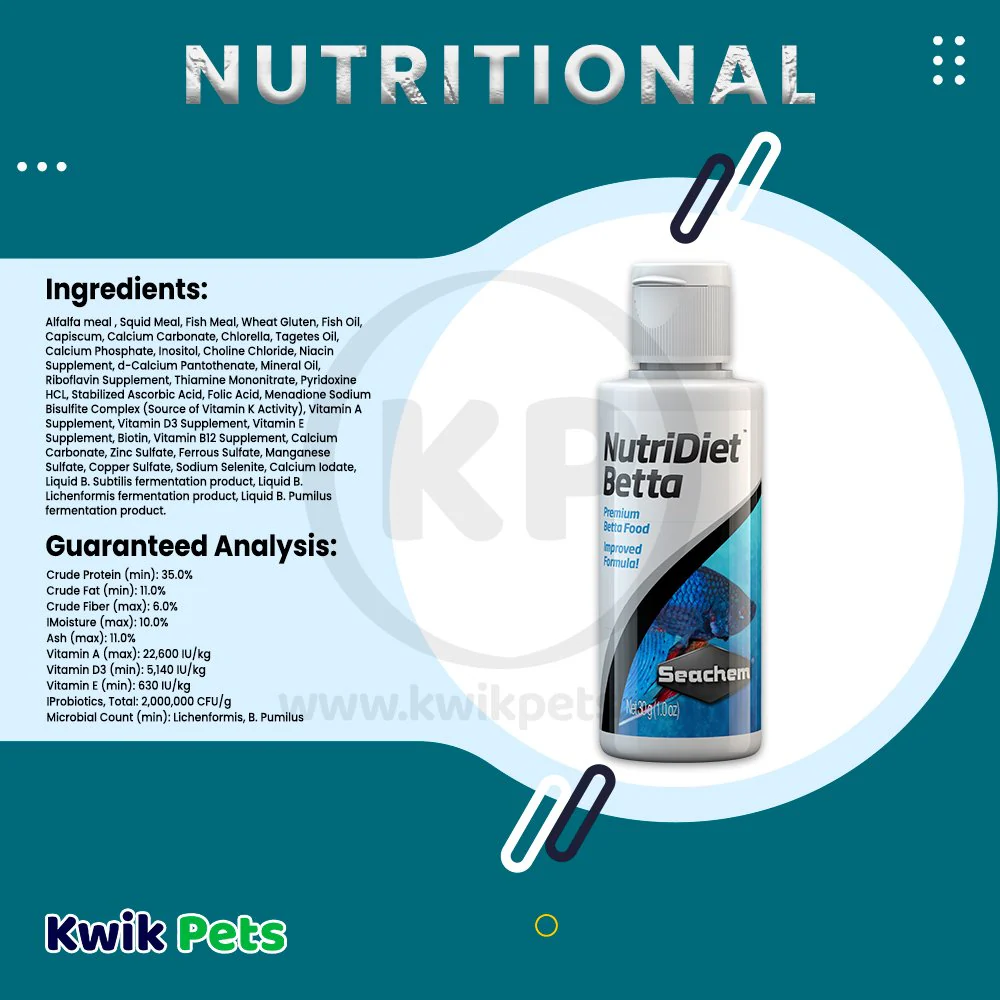 Seachem NutriDiet Betta with Probiotics Fish Food 1-oz - Image 4