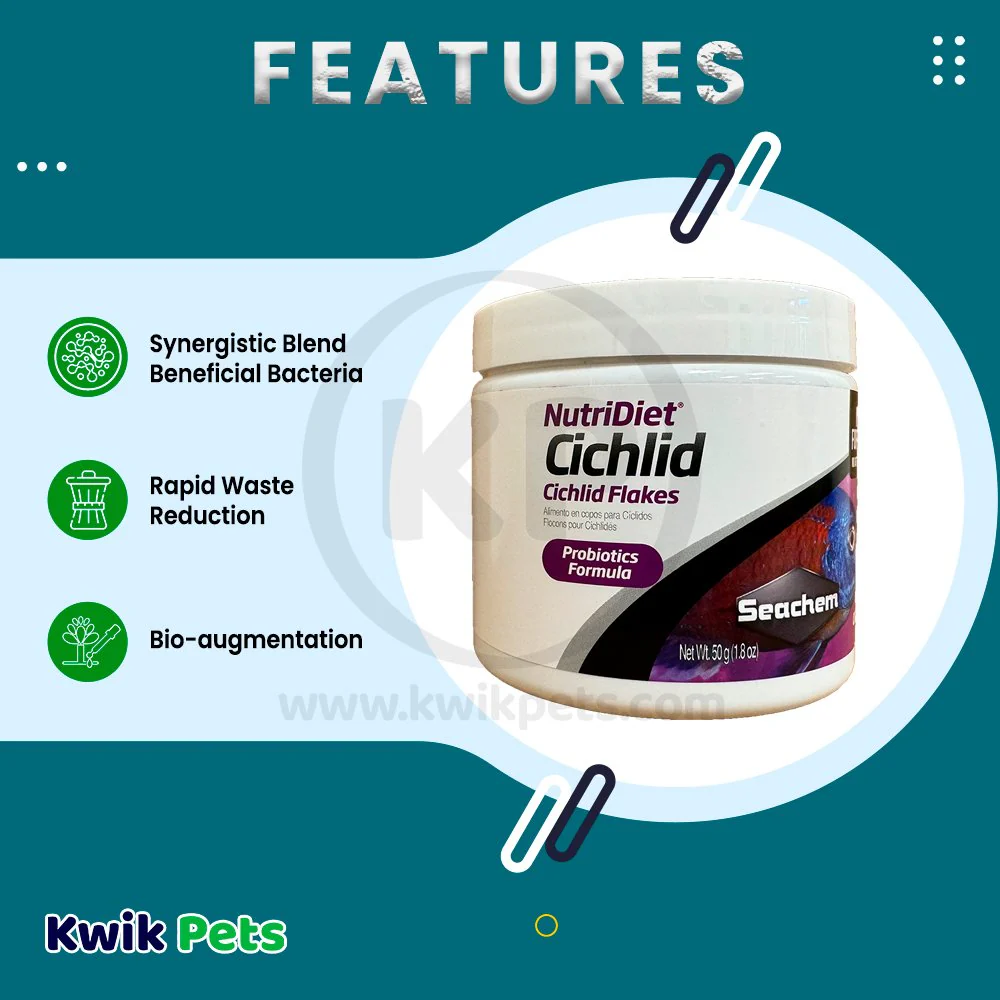 Seachem NutriDiet Cichlid Flakes Fish Food 1.8-oz - Image 3