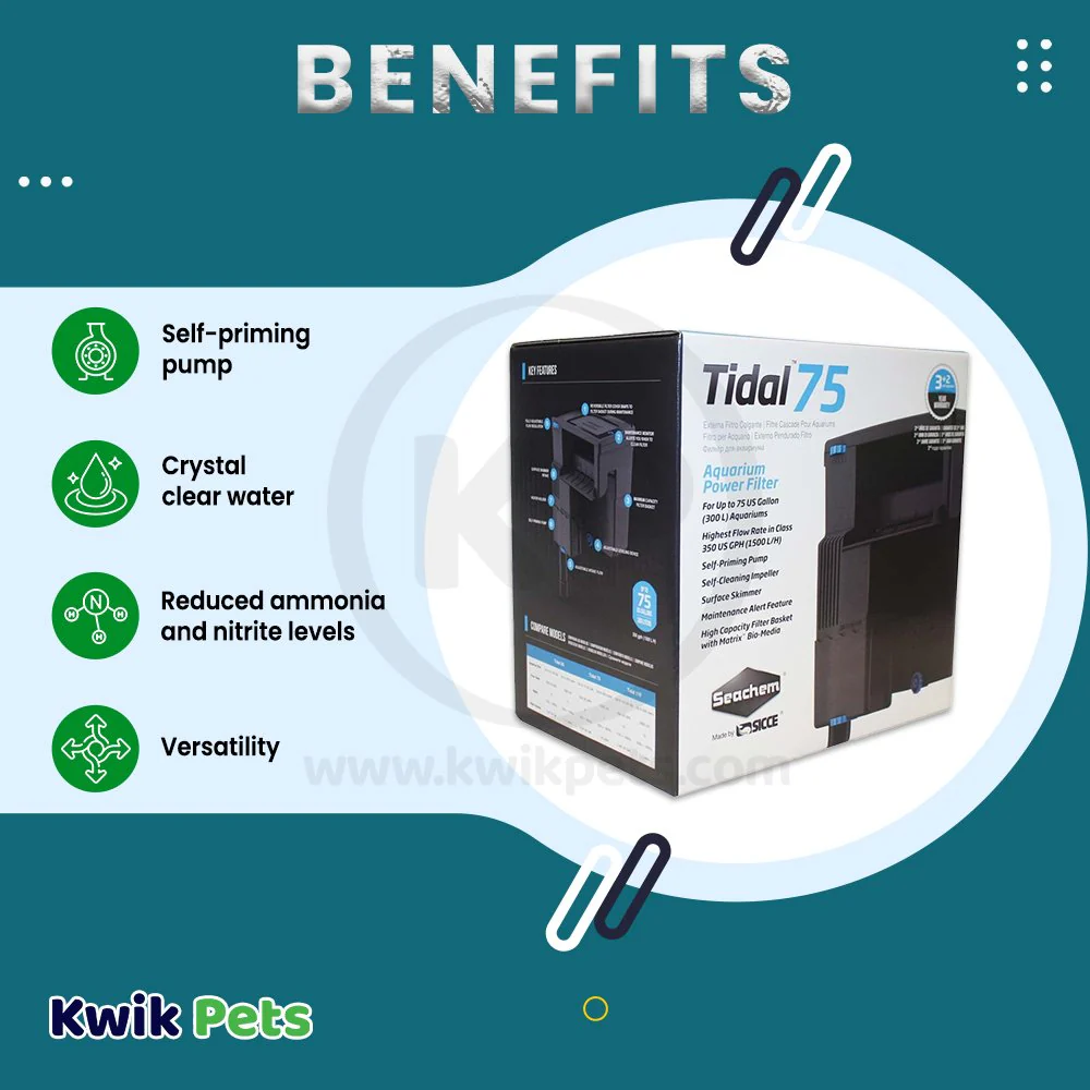 Seachem Tidal 75 Power Filter Black 350 GPH - Image 3