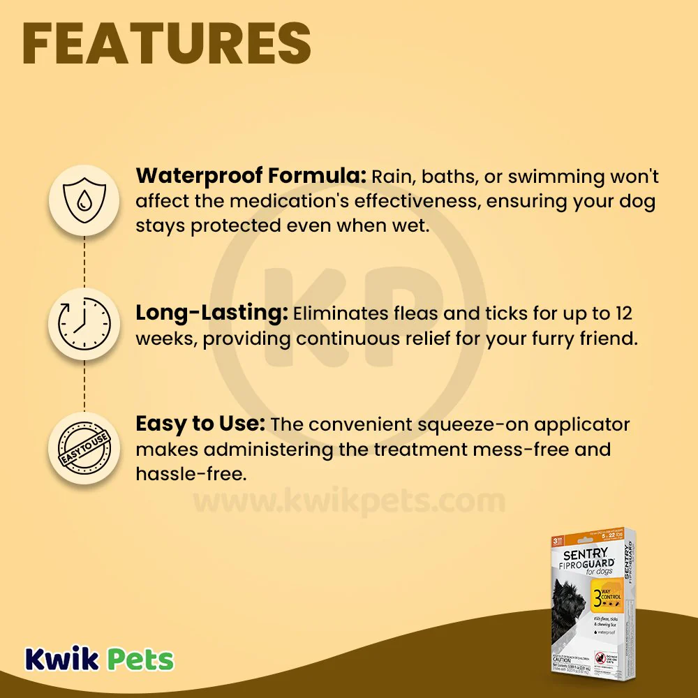 Sentry FiproGuard Flea & Tick Squeeze-on 0.069-oz 3 Count for Dog Up to 22 lbs - Image 2