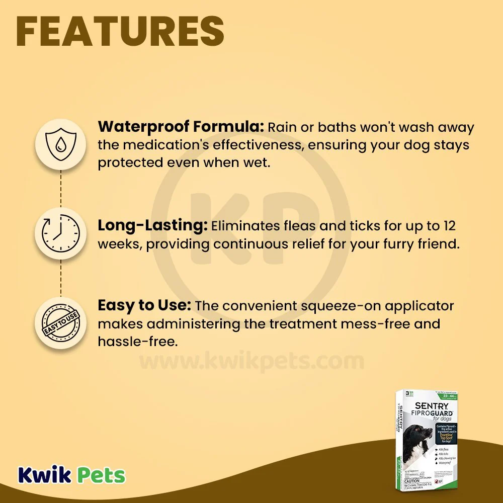 Sentry FiproGuard Flea & Tick Squeeze-on 0.135-oz 3 Count for Dog 23-44 lbs - Image 2