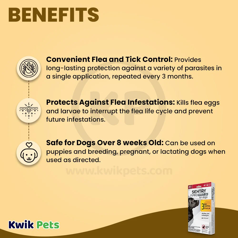 Sentry FiproGuard Flea & Tick Squeeze-on 0.273-oz 3 Count for Dog 45-88 lbs - Image 3
