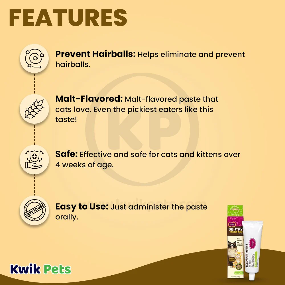Sentry Hairball Relief for Cats Malt Flavor 4.4-oz - Image 3