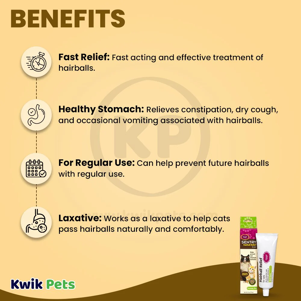 Sentry Hairball Relief for Cats Malt Flavor 4.4-oz - Image 4