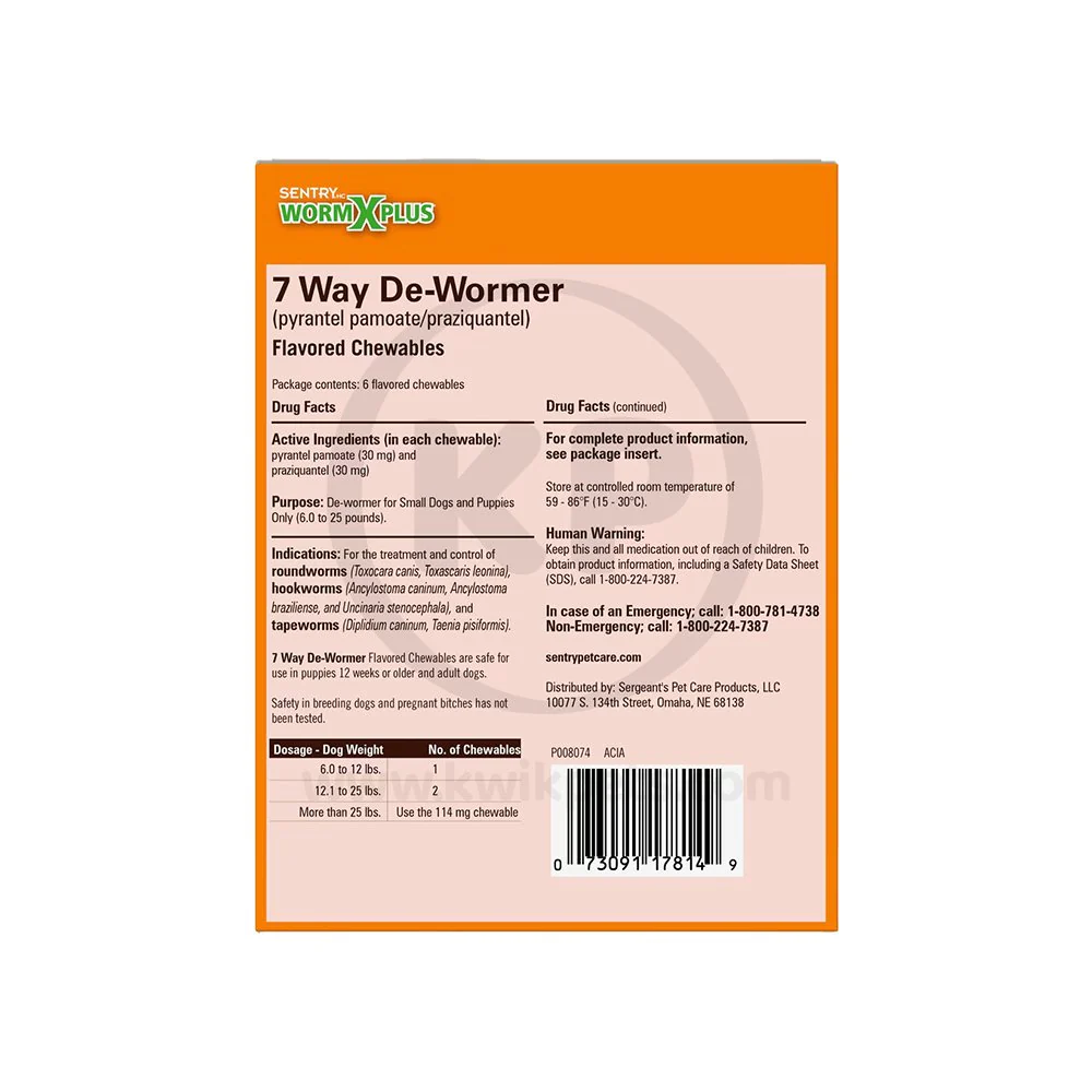 Sentry Worm X Plus 7 Way De-Wormer for Small Dogs 6 Count - Image 2