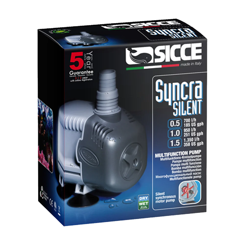 Sicce SYNCRA SILENT 0.5 Pump for Aquarium 185 GPH