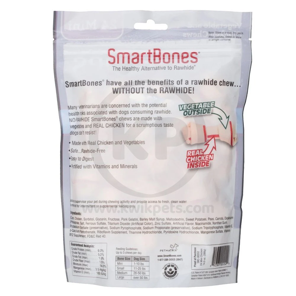 SmartBones Mini Classic Bone Chews Dog Treat Chicken 24 Count 14-oz - Image 2