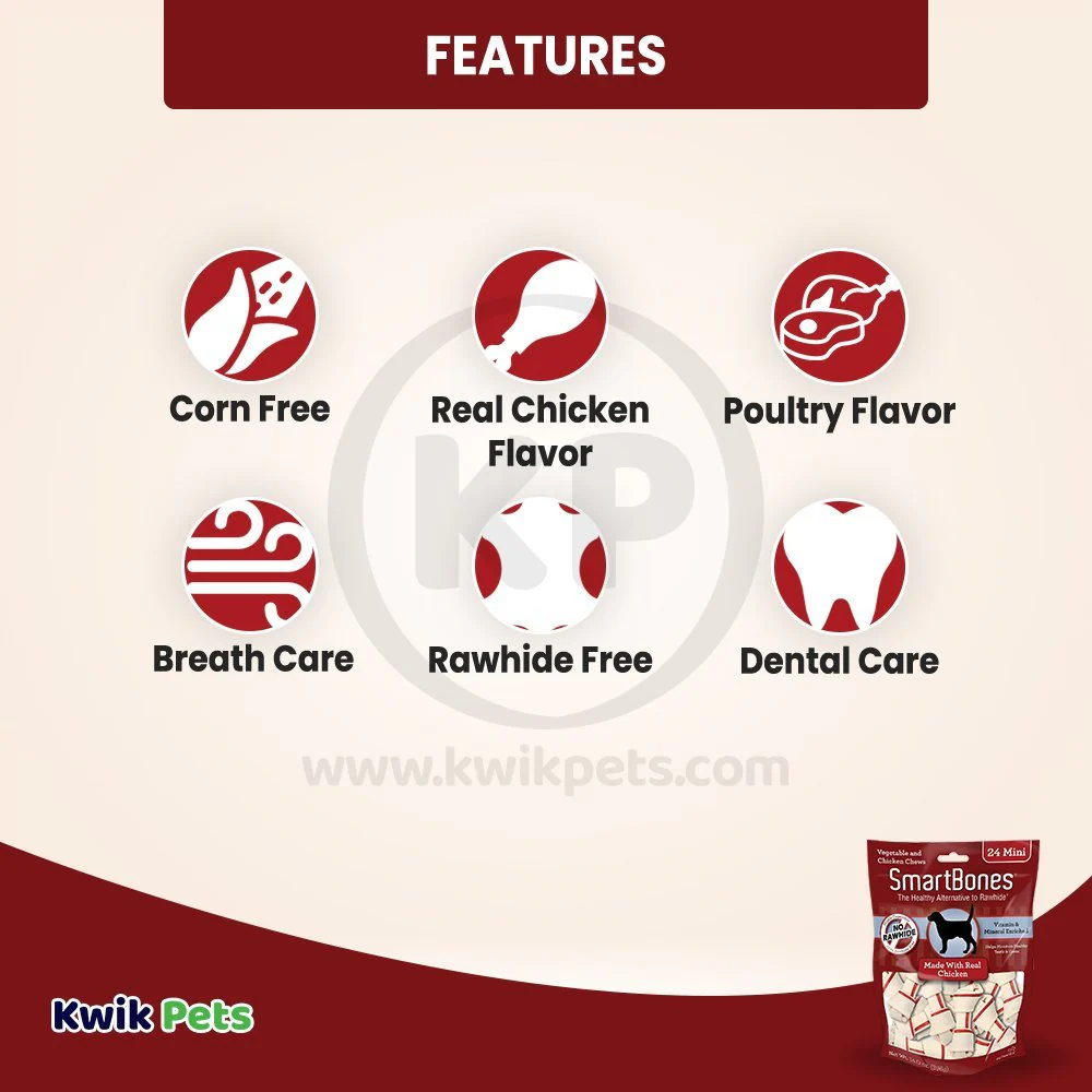SmartBones Mini Classic Bone Chews Dog Treat Chicken 24 Count 14-oz - Image 3