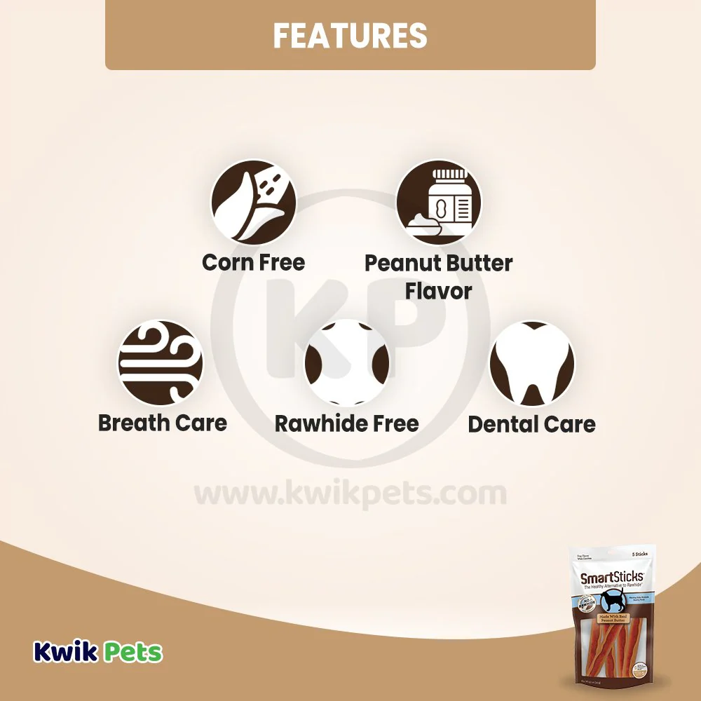 SmartBones SmartSticks Dog Treat Peanut Butter 5 Count 3.5-oz - Image 3