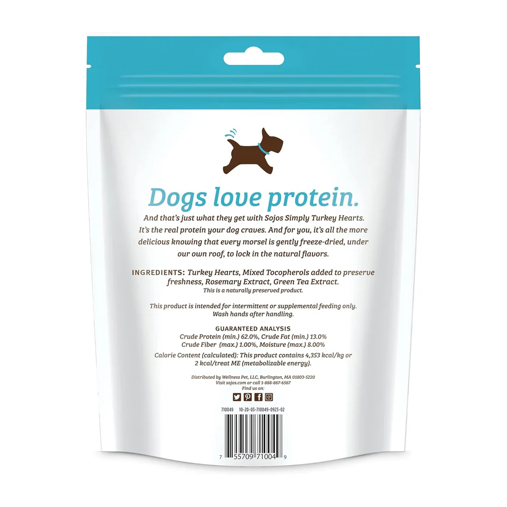 Sojos Simply Turkey Heart Freeze-Dried Dog Treats 4-oz - Image 2