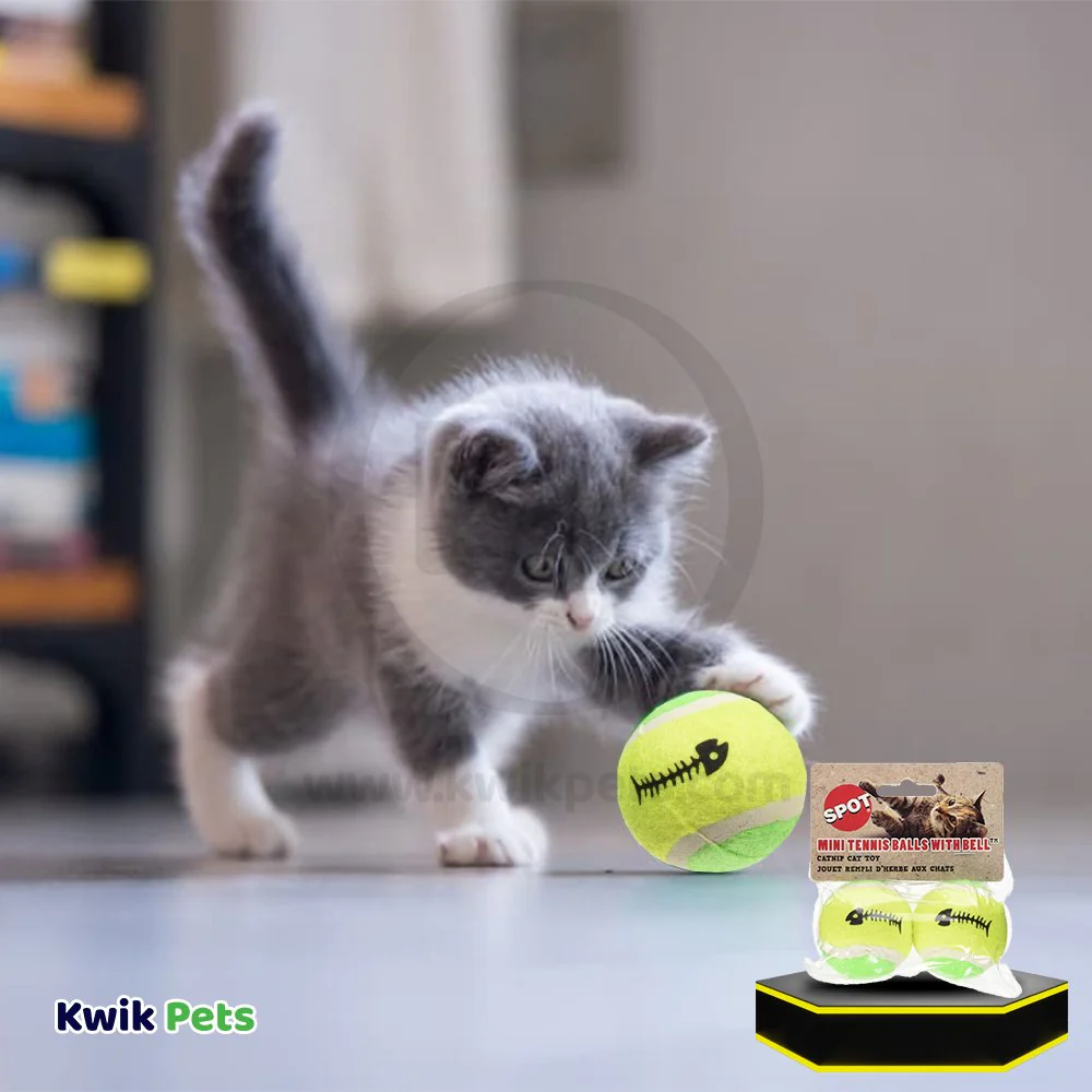 Spot Mini Tennis Balls Cat Toy with Bell & Catnip Assorted 2 Count 2-in - Image 5