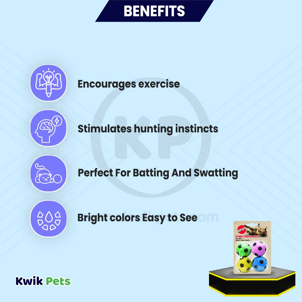 Spot Sponge Soccer Balls Cat Toy 4 Count - Image 3