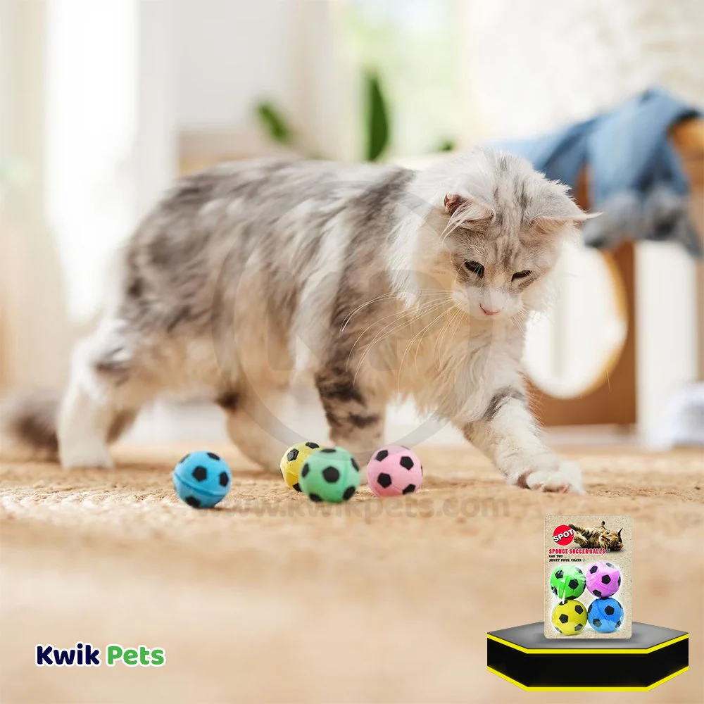 Spot Sponge Soccer Balls Cat Toy 4 Count - Image 5