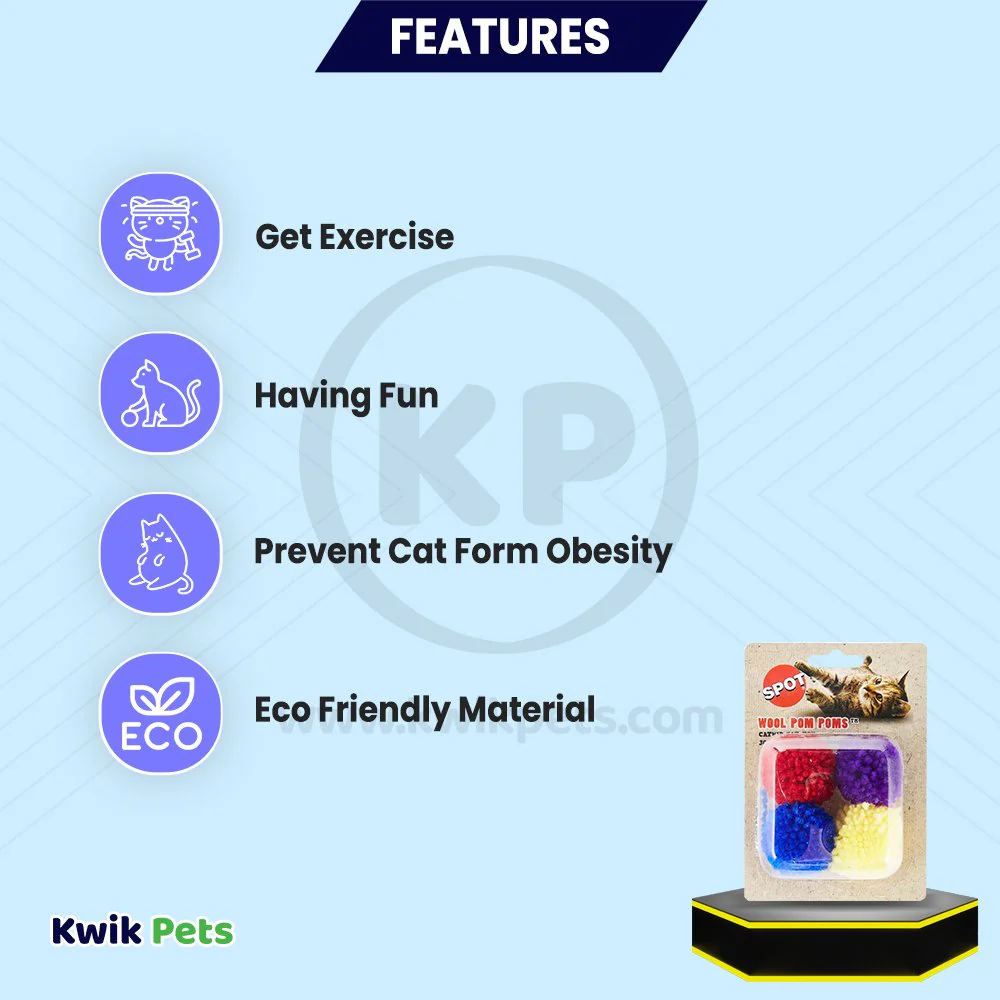 Spot Wool Pom Poms Cat Toy with Catnip Assorted 4 Count 1.5-in - Image 3