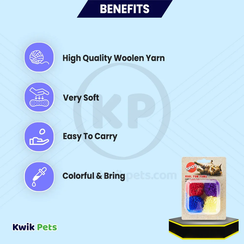 Spot Wool Pom Poms Cat Toy with Catnip Assorted 4 Count 1.5-in - Image 4