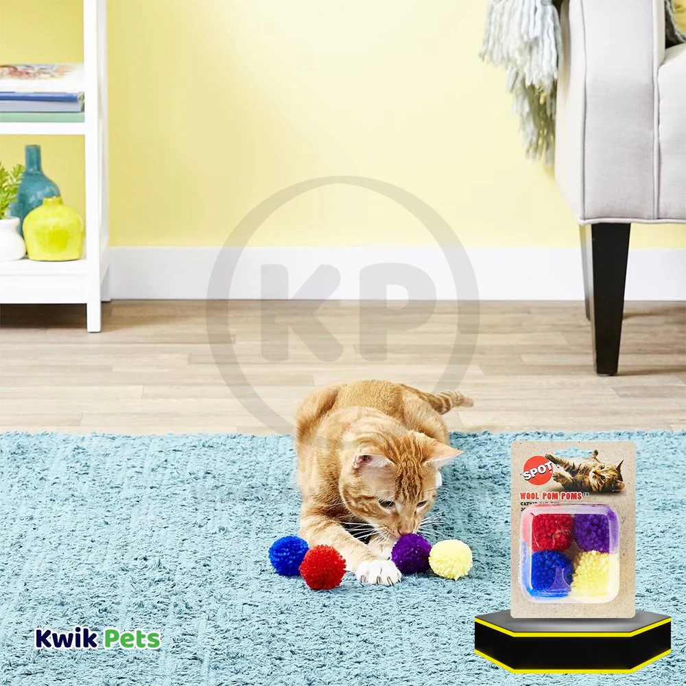 Spot Wool Pom Poms Cat Toy with Catnip Assorted 4 Count 1.5-in - Image 6