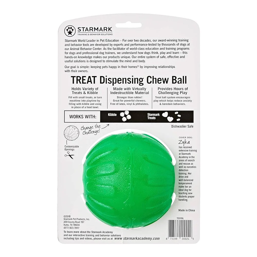 Starmark Fun Ball Dog Toy Green Large 4-in - Image 2