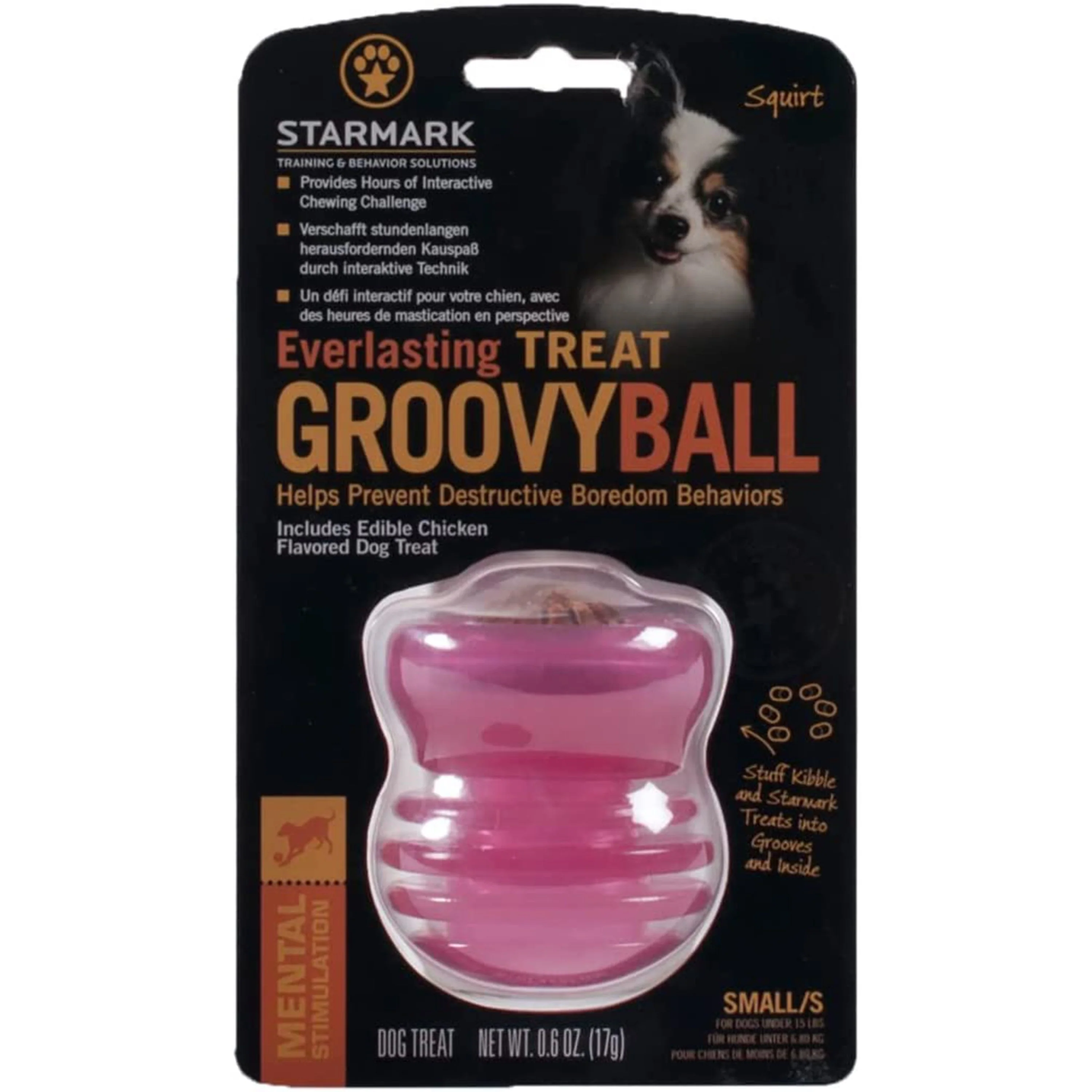 Starmark Everlasting Dog Treat Groovy Ball Chew Toy Medium 0.6-oz
