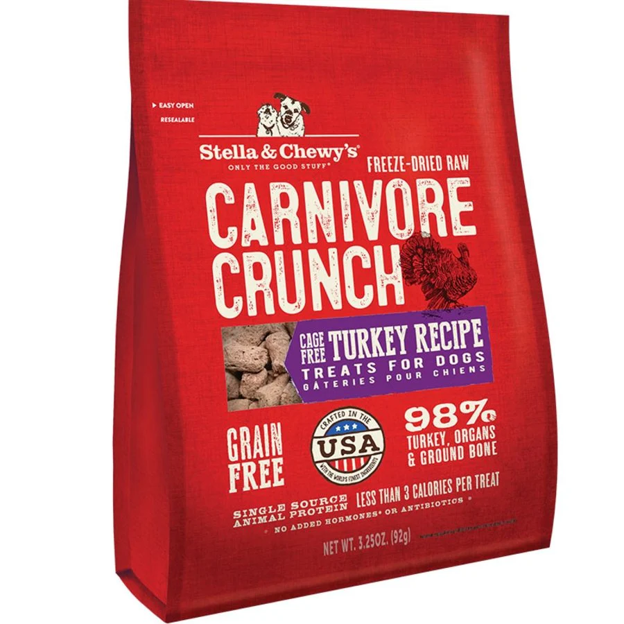 Stella & Chewy's Freeze-Dried Raw Carnivore Crunch Dog Treats Cage-Free Turkey Recipe 3.25-oz