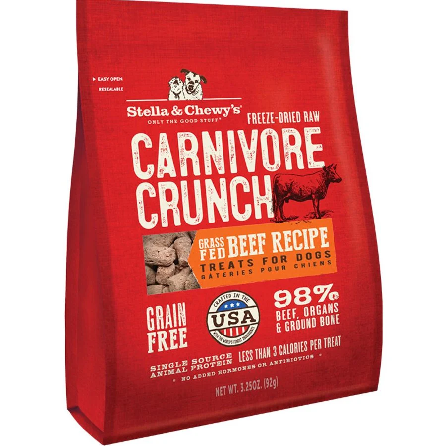 Stella & Chewy's Freeze-Dried Raw Carnivore Crunch Dog Treats Grass-Fed Beef Recipe 3.25-oz