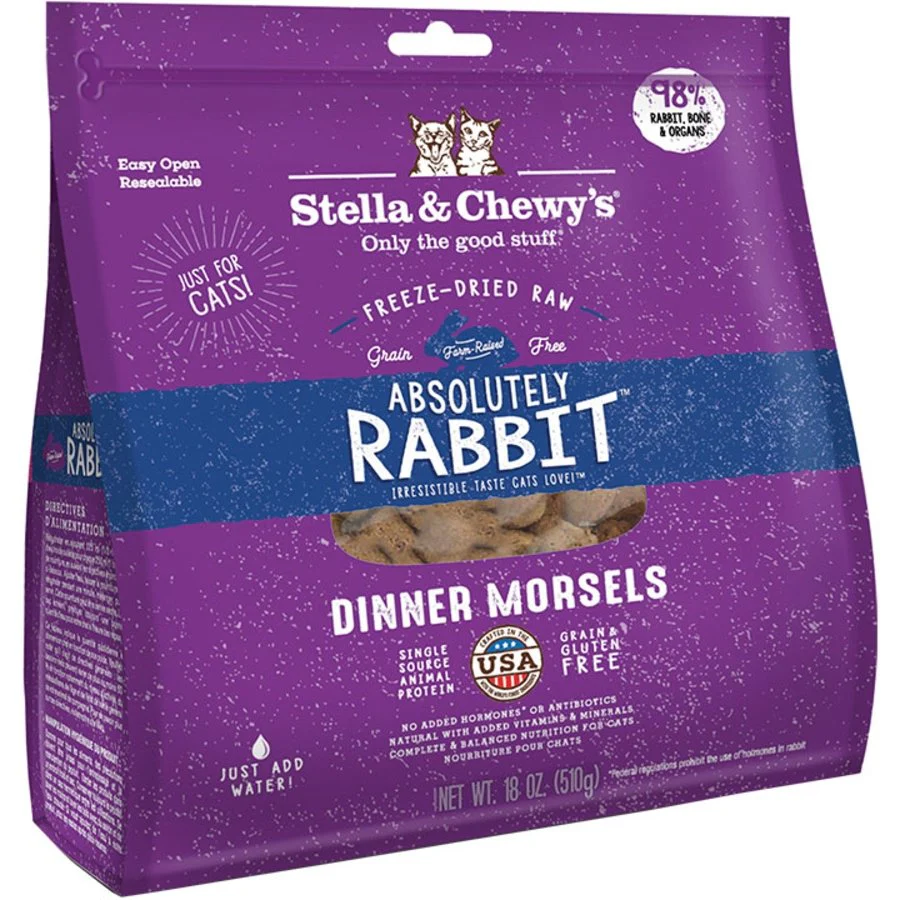 Stella & Chewy's Freeze-Dried Raw Dinner Morsels Cat Food Absolutely Rabbit 18-oz