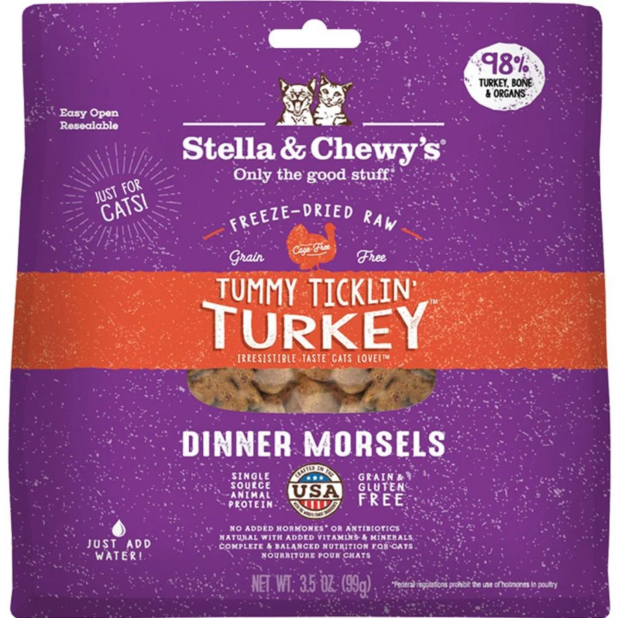 Stella & Chewy's Freeze-Dried Raw Dinner Morsels Cat Food Tummy Ticklin’ Turkey 3.5-oz