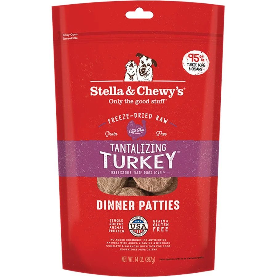 Stella & Chewy's Freeze-Dried Raw Dinner Patties Dog Food Tantalizing Turkey 14-oz