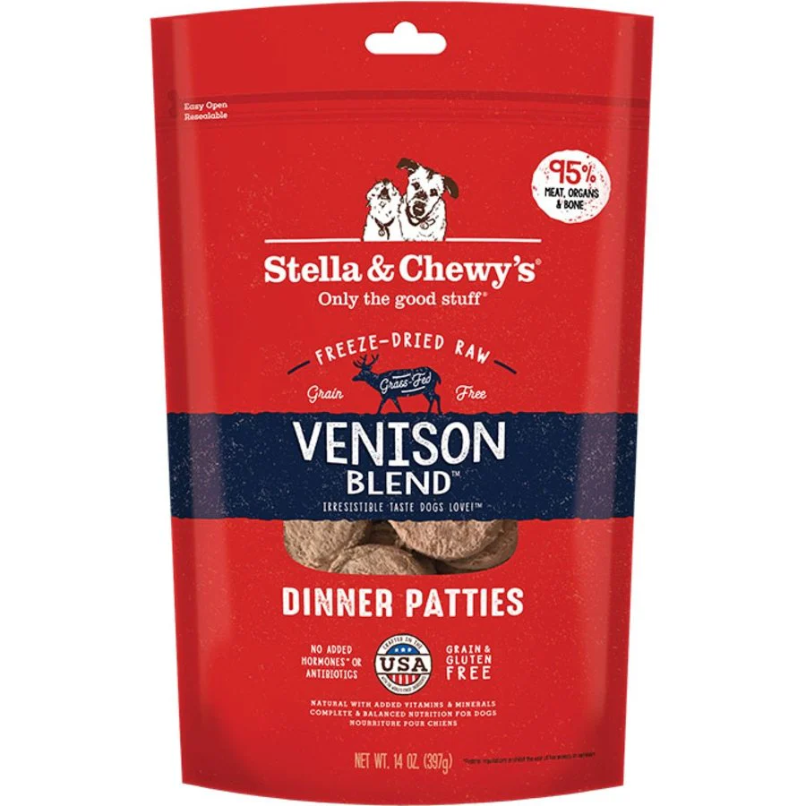 Stella & Chewy's Freeze-Dried Raw Dinner Patties Dog Food Venison Blend Recipe 14-oz