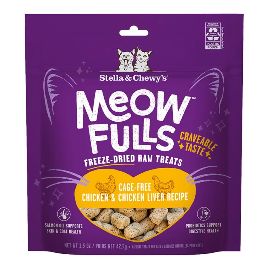 Stella & Chewy's Meowfulls Freeze Dried Raw Cat Treats Cage-Free Chicken & Chicken Liver Recipe 1.5-oz
