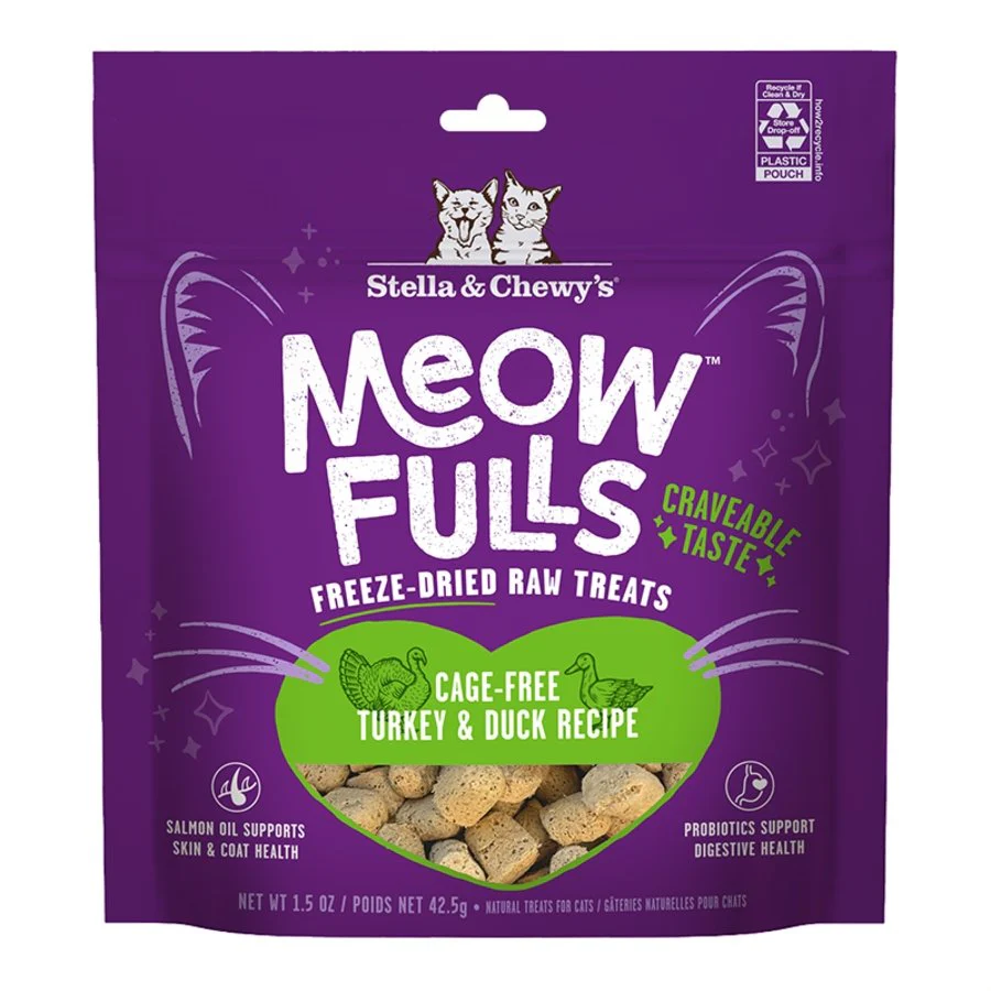 Stella & Chewy's Meowfulls Freeze Dried Raw Cat Treats Cage-Free Turkey & Duck Recipe 1.5-oz