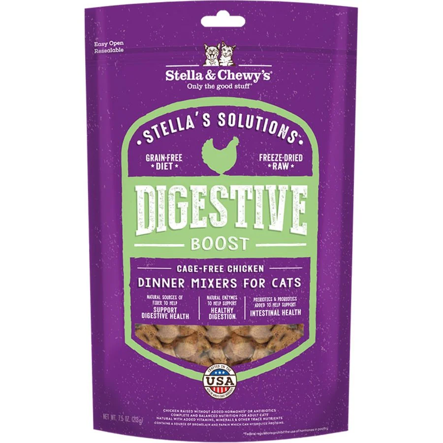 Stella & Chewy's Stella's Solutions Freeze-Dried Raw Digestive Support Cat Food Cage-Free Chicken Recipe 7.5-oz