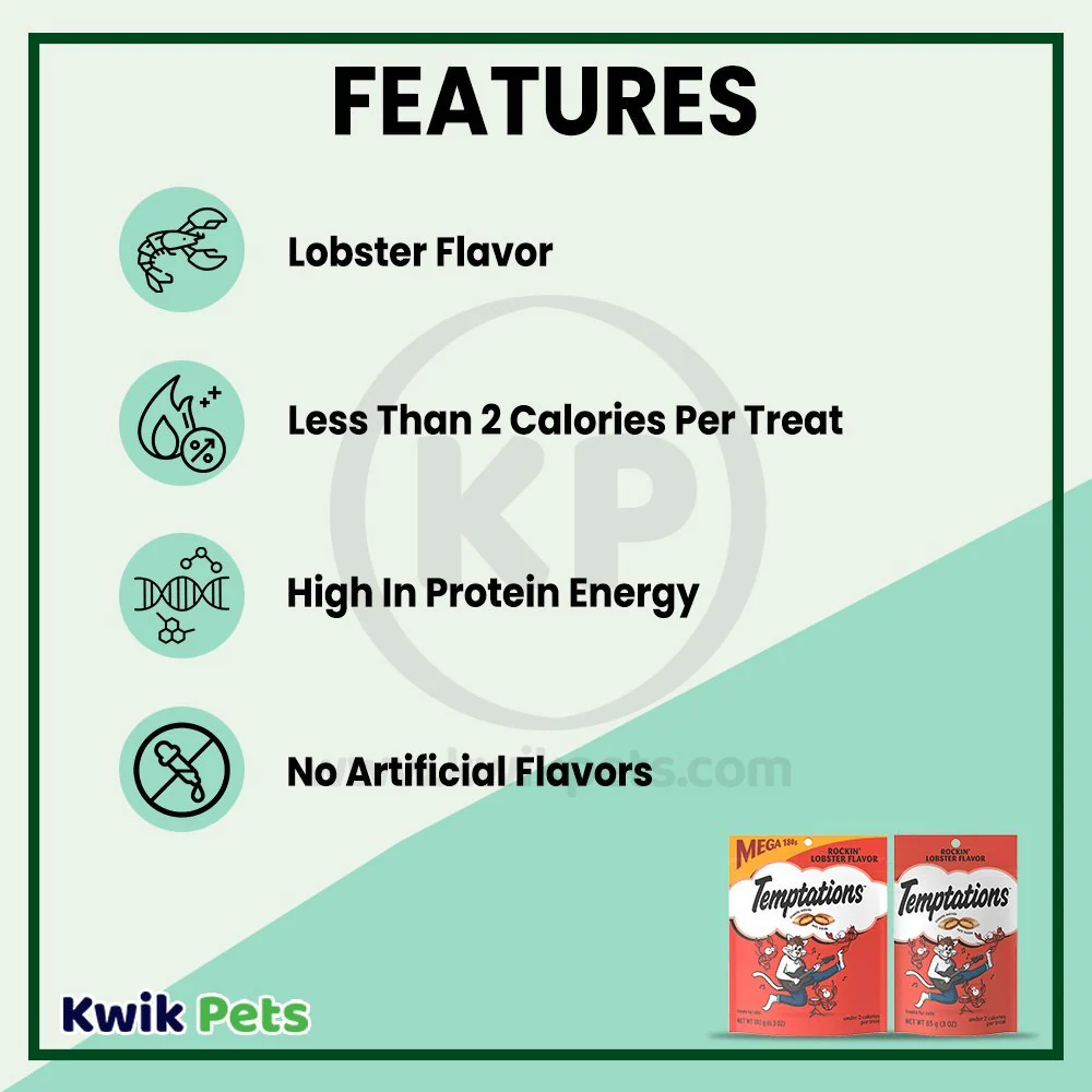 Temptations Classics Crunchy & Soft Adult Cat Treats Rockin' Lobster 3-oz - Image 3