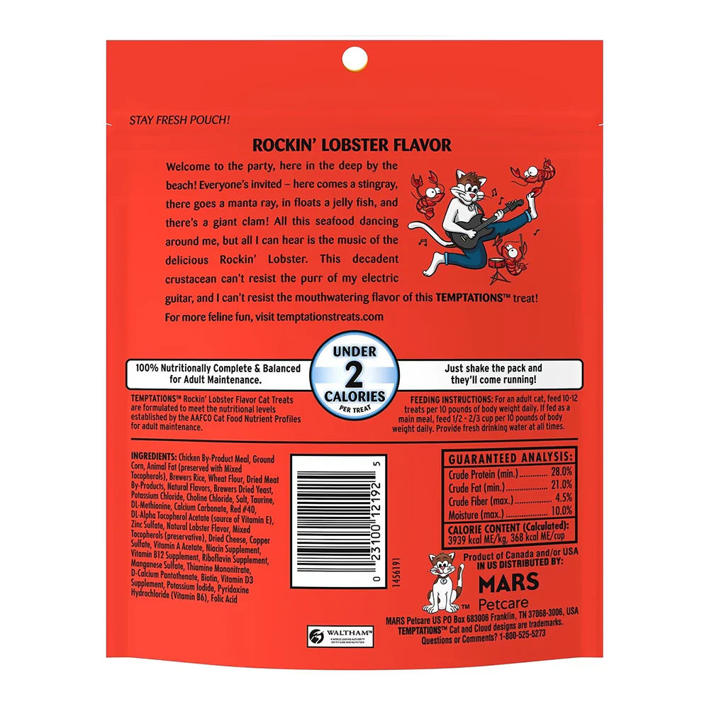 Temptations Classics Crunchy & Soft Adult Cat Treats Rockin' Lobster 6.3-oz - Image 2