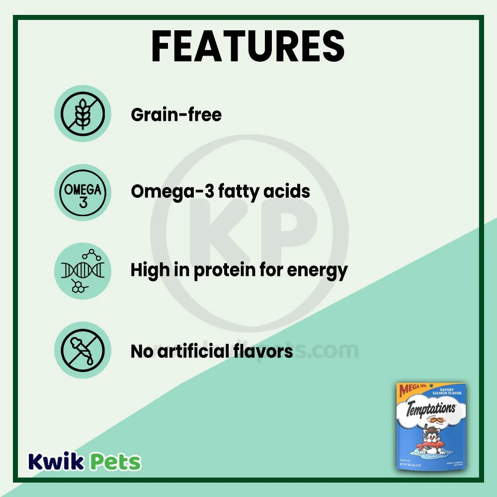 Temptations Classics Crunchy & Soft Adult Cat Treats Savory Salmon 6.3-oz - Image 3