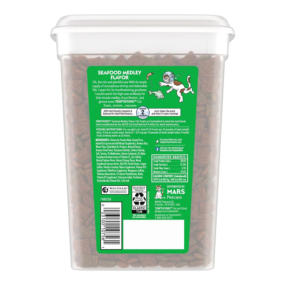 Temptations Classics Crunchy & Soft Adult Cat Treats Seafood Medley 16-oz - Image 2
