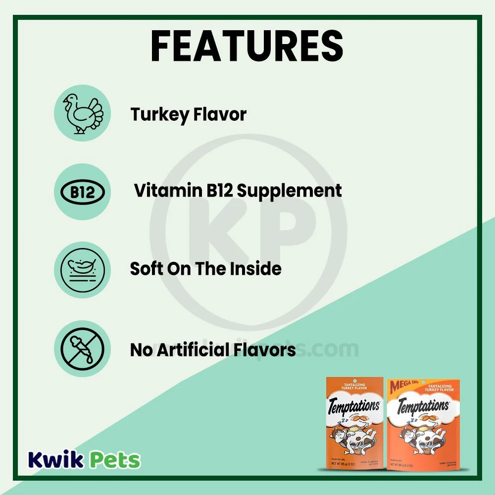 Temptations Classics Crunchy & Soft Adult Cat Treats Tantalizing Turkey 6.3-oz - Image 3