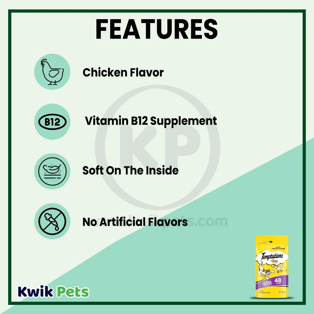 Temptations Classics Crunchy & Soft Adult Cat Treats Tasty Chicken 48-oz - Image 3