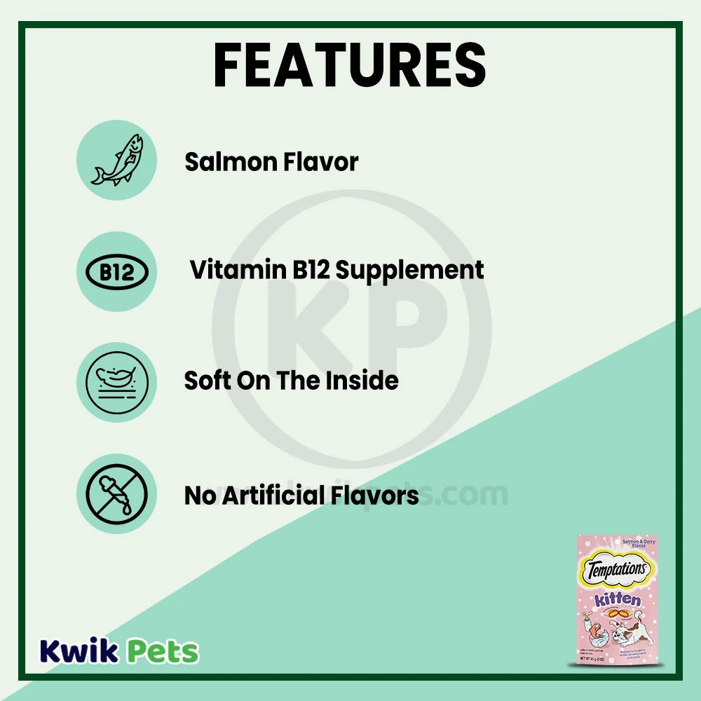 Temptations Kitten Cat Treat Salmon & Dairy 3-oz - Image 3