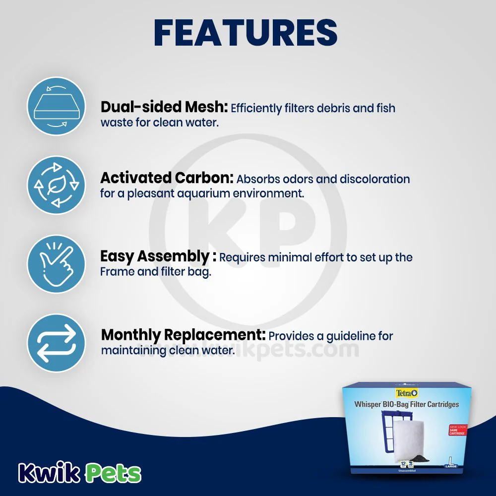 Tetra Whisper Bio-Bag Disposable Filter Cartridges Unassembled Large 12 Count - Image 2