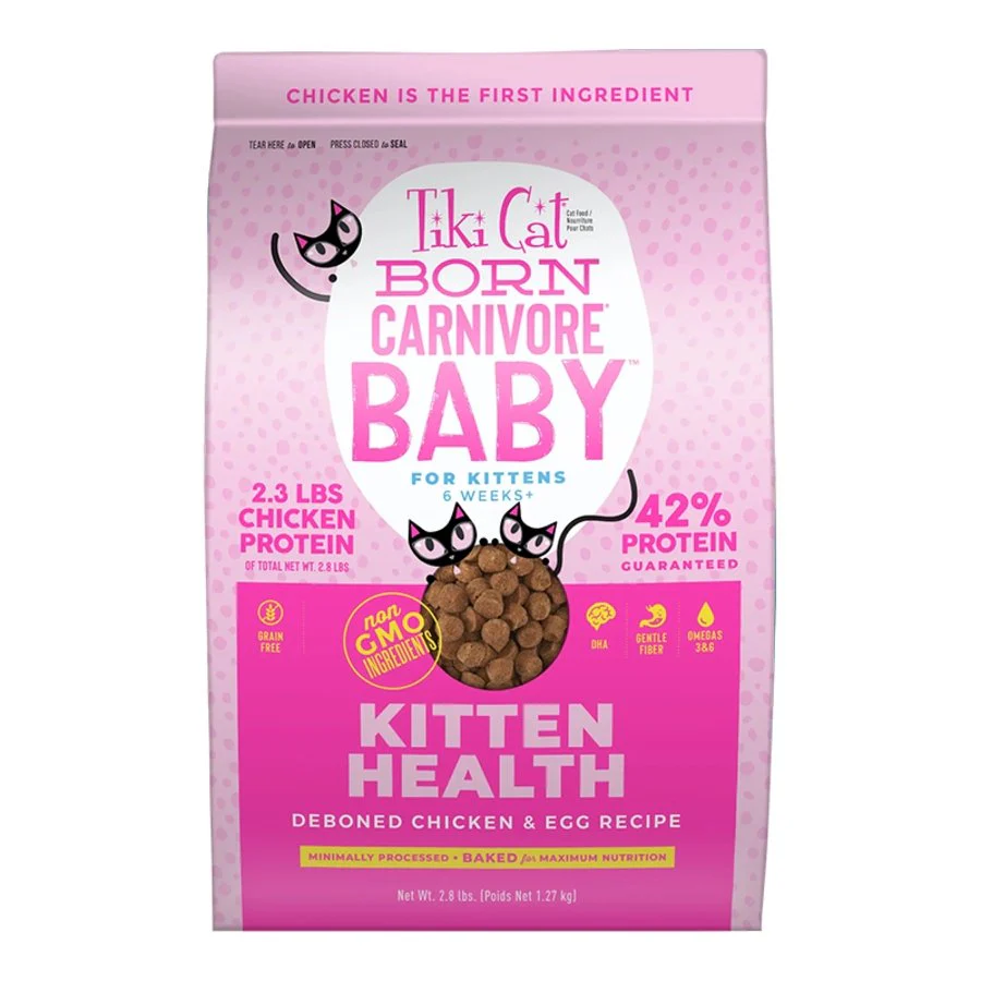 Tiki Pets Cat Born Carnivore Baby Kitten Health Dry Cat Food Deboned Chicken & Egg 2.8-lb