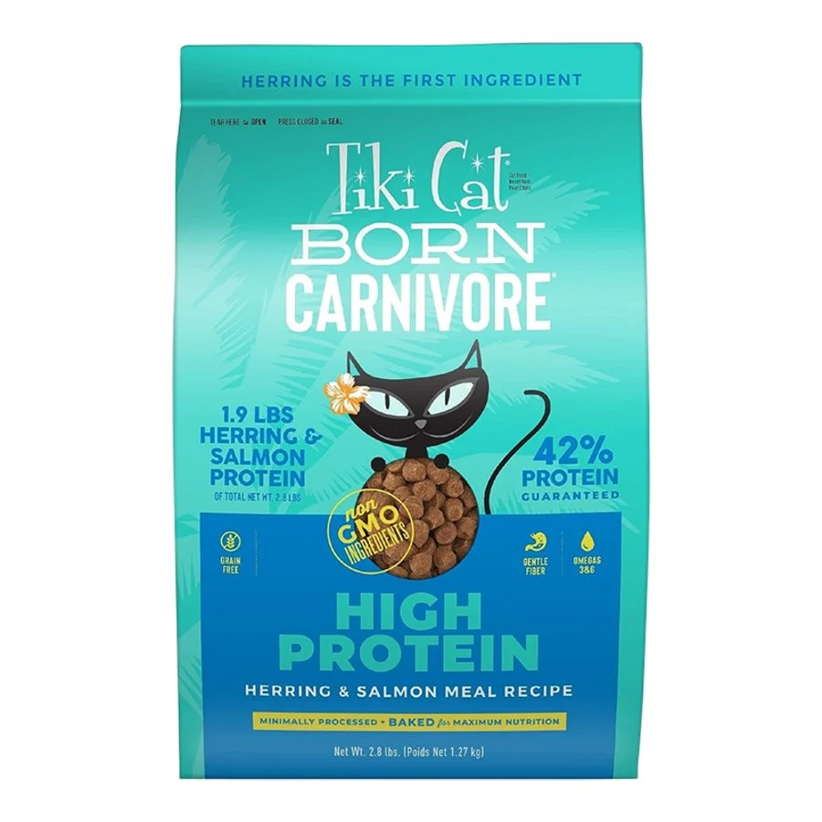 Tiki Pets Cat Born Carnivore High Protein Dry Cat Food Herring & Salmon 2.8-lb