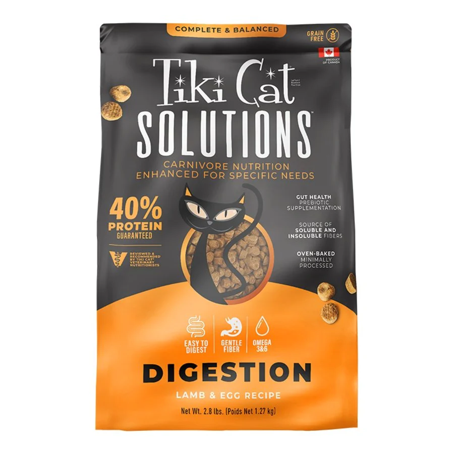 Tiki Pets Cat Solutions Digestion Grain-Free Dry Cat Food Lamb & Egg 2.8-lb
